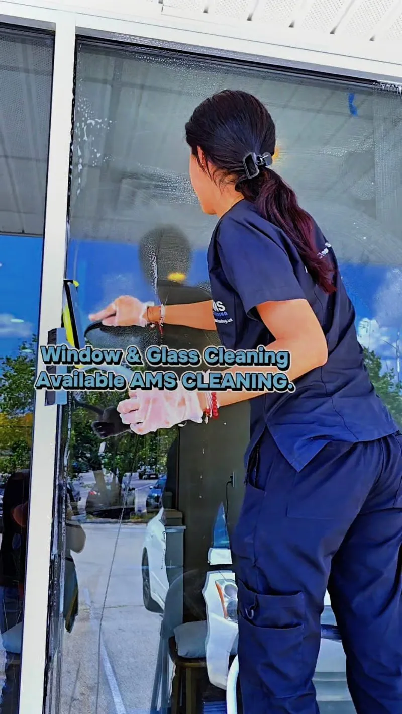 Squeegee pass leaving the storefront glass streak-free